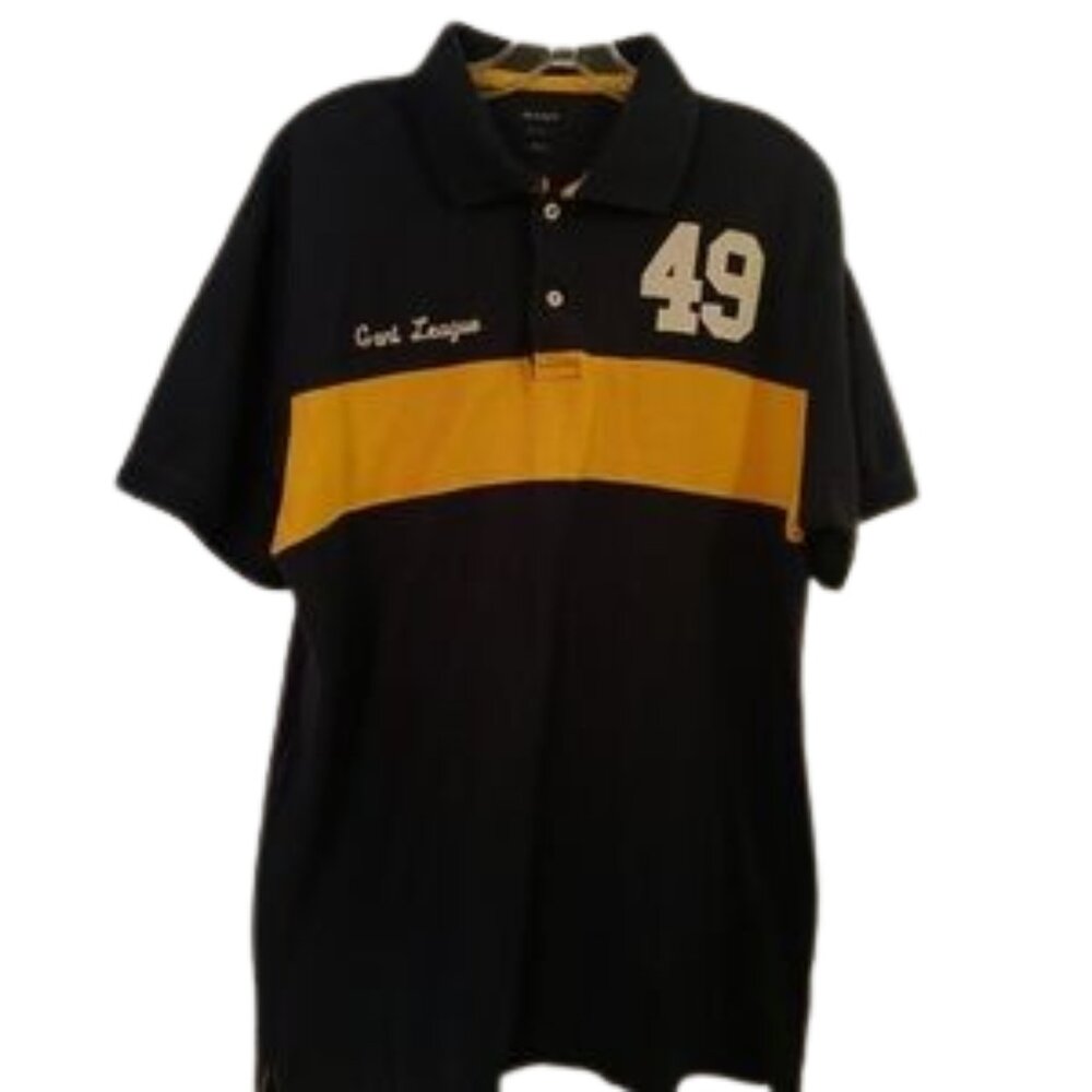 Gant Men's Vintage Varsity Polo Top with Navy & Gold Accents Size XL